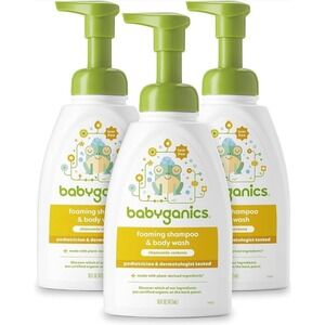 Babyganics Foaming Shampoo & Body Wash, Chamomile Verbena, 16 fl oz - Pack of 3